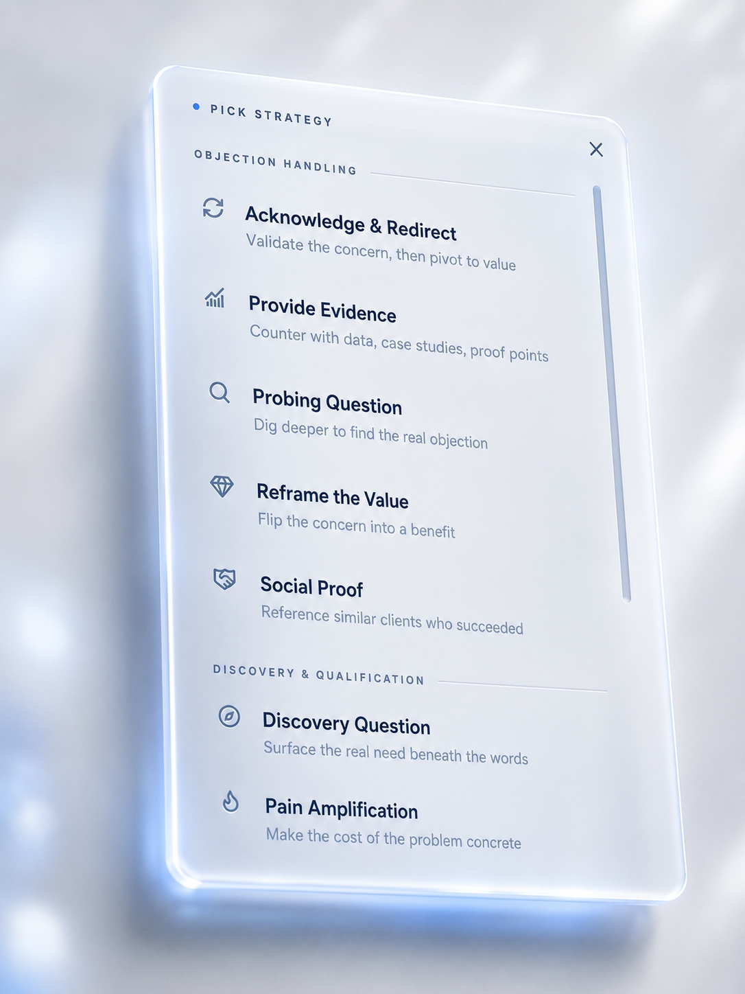Strategy, on tap — Levera product interface